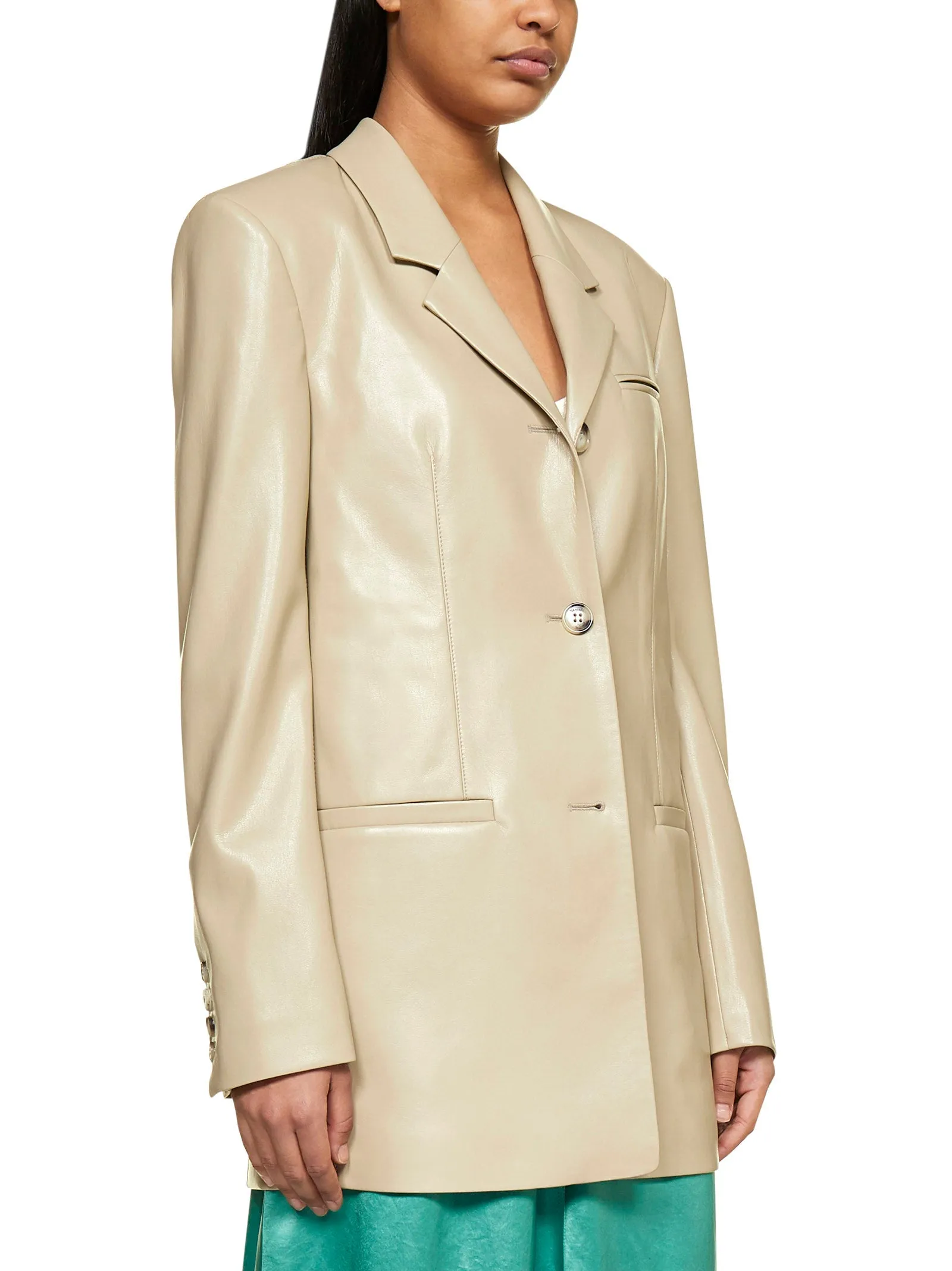 Nanushka Single-Breasted Faux Leather Blazer