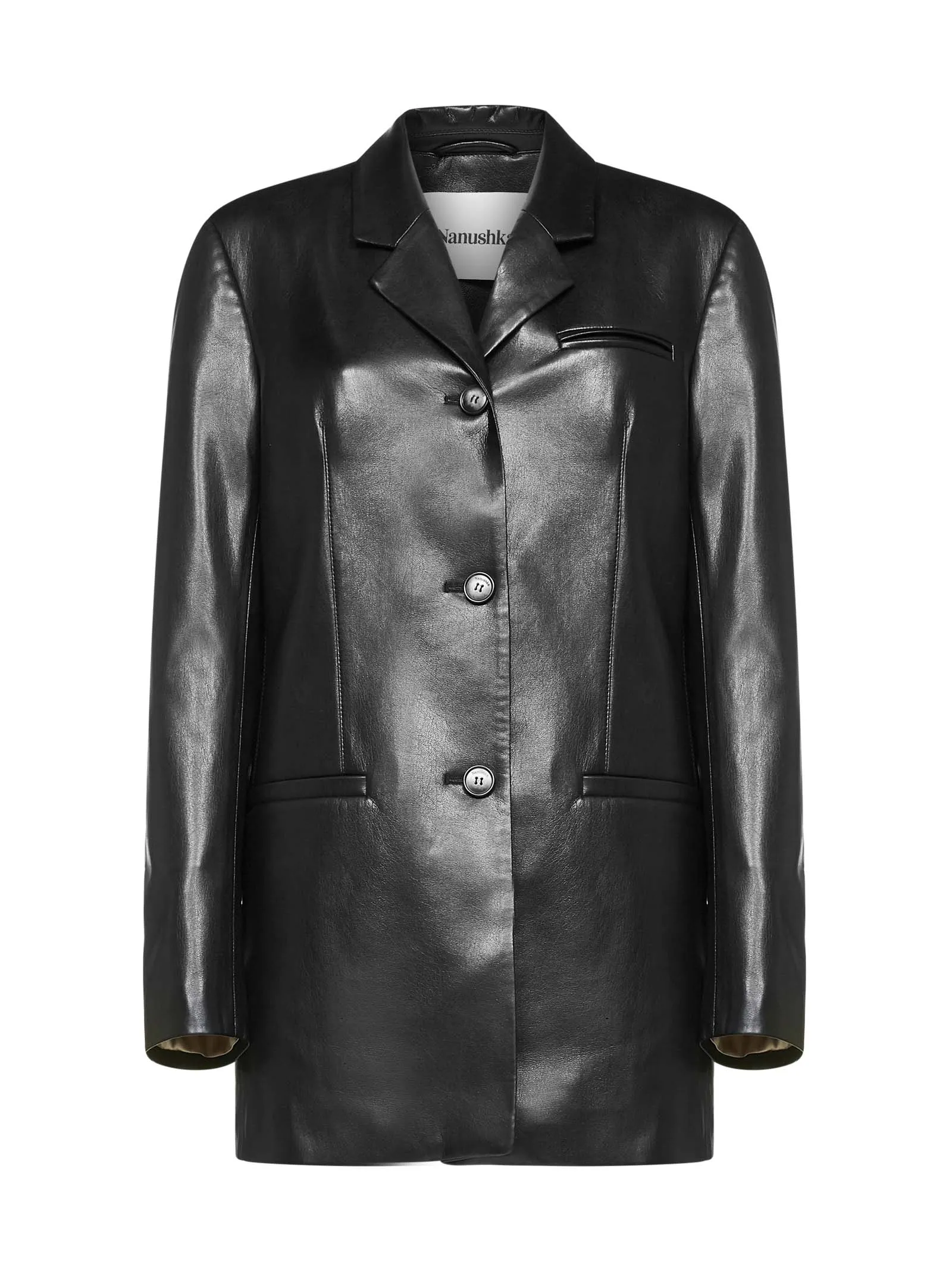 Nanushka Single-Breasted Faux Leather Blazer