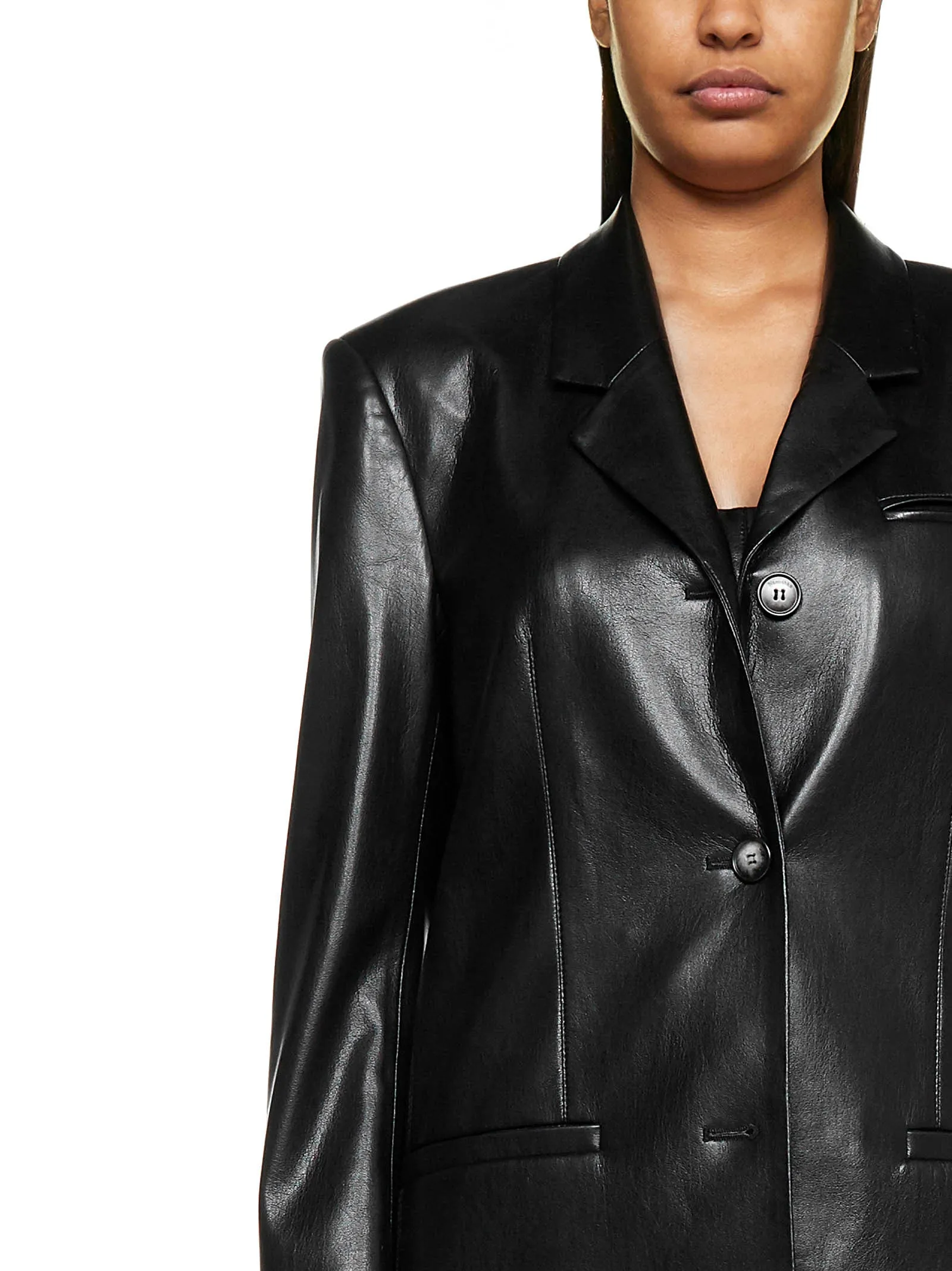 Nanushka Single-Breasted Faux Leather Blazer