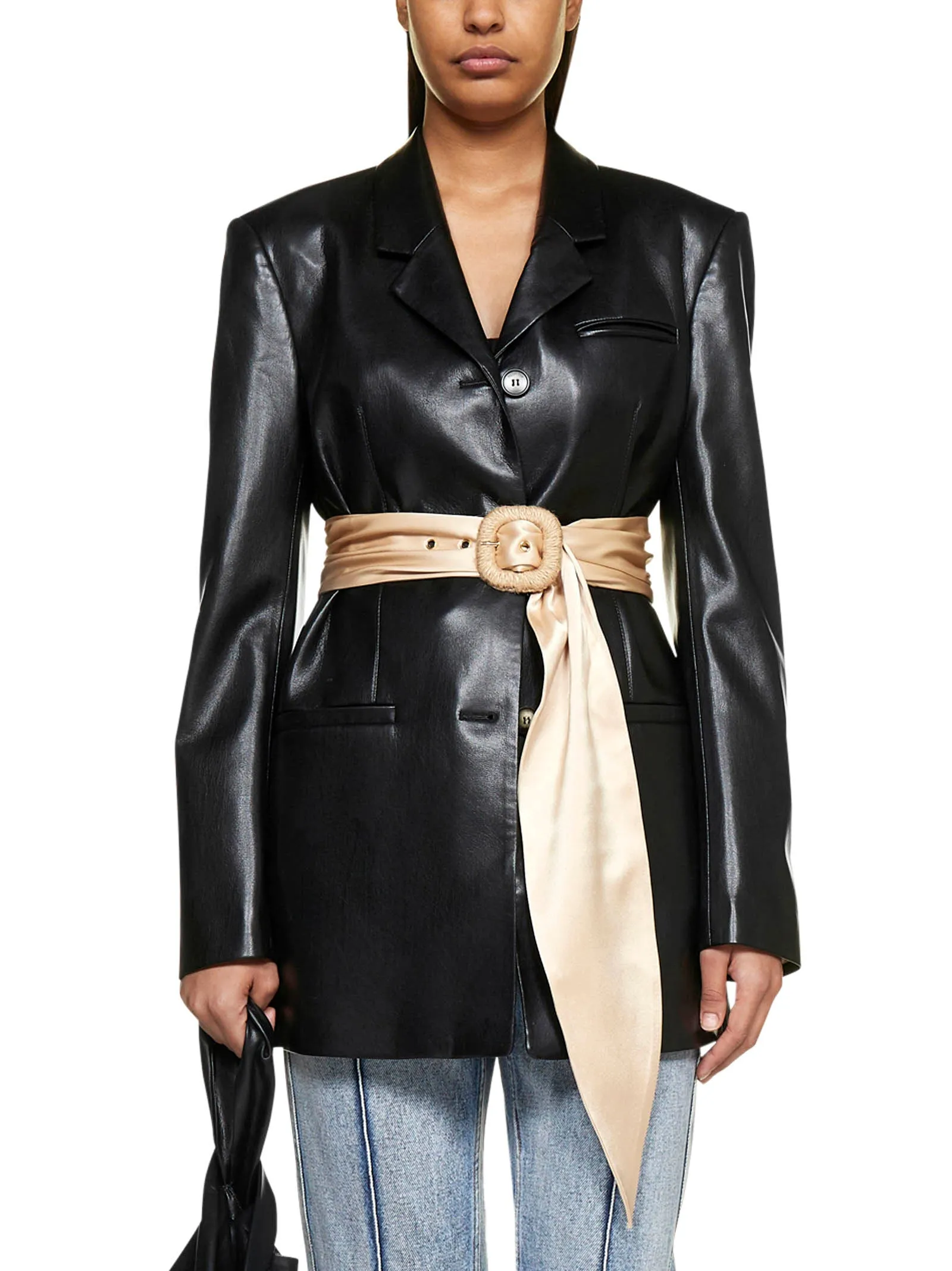 Nanushka Single-Breasted Faux Leather Blazer