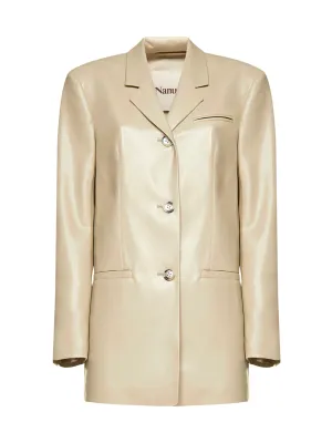 Nanushka Single-Breasted Faux Leather Blazer