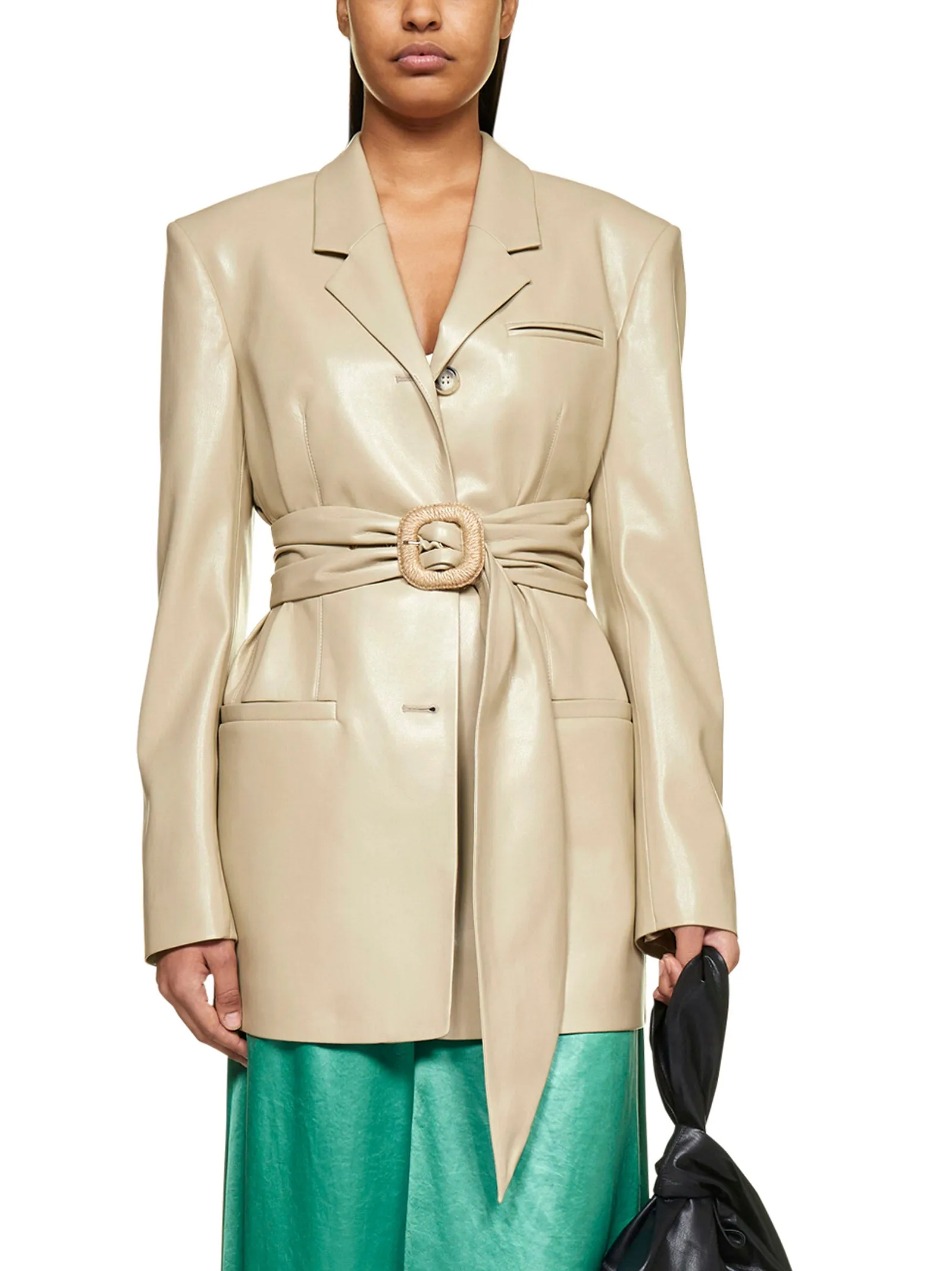 Nanushka Single-Breasted Faux Leather Blazer