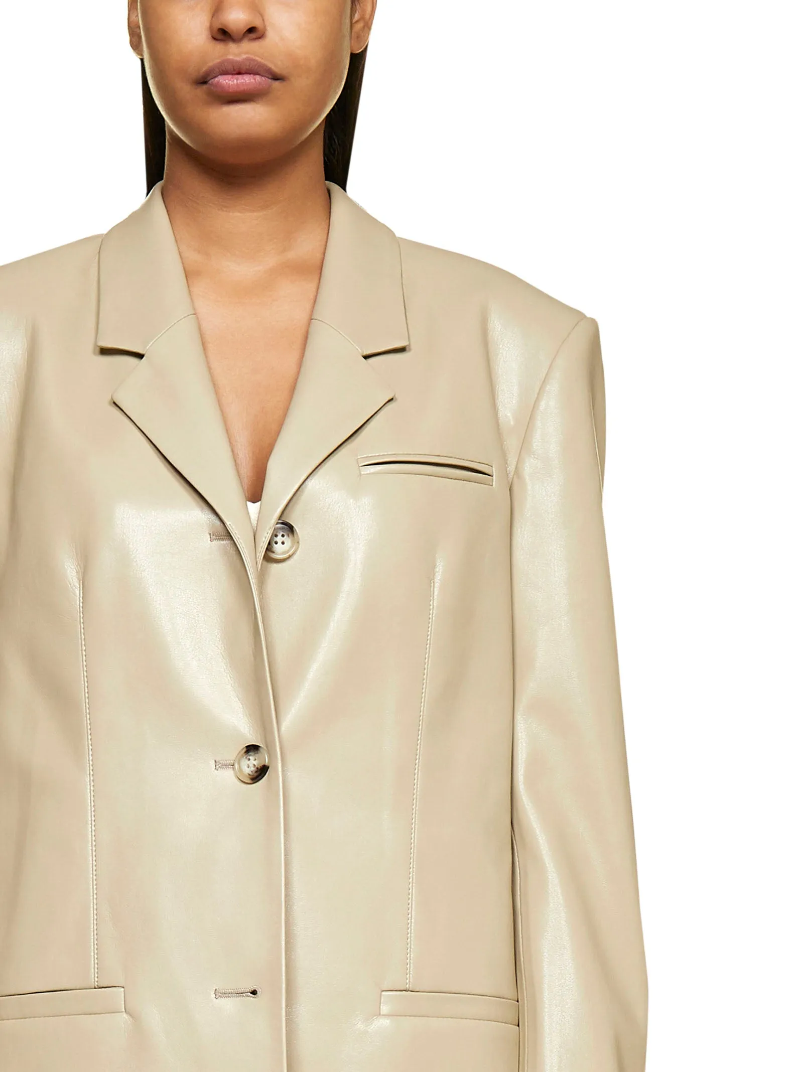 Nanushka Single-Breasted Faux Leather Blazer