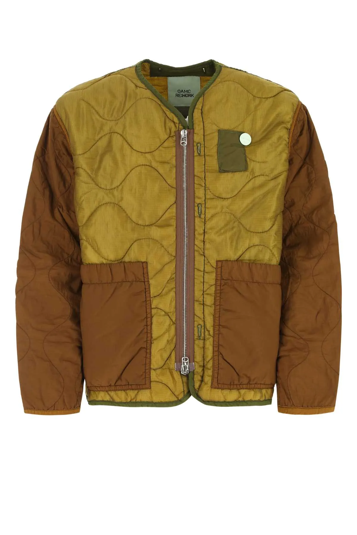OAMC Zip-Up Color Block Quilted Jacket
