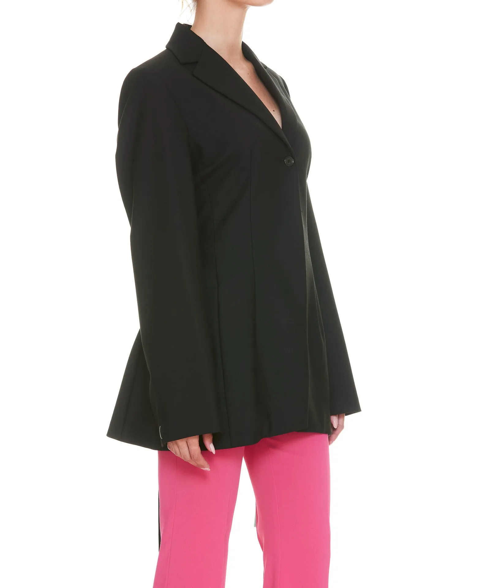 Off-White Belted Waist Single-Breasted Blazer