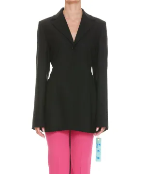 Off-White Belted Waist Single-Breasted Blazer