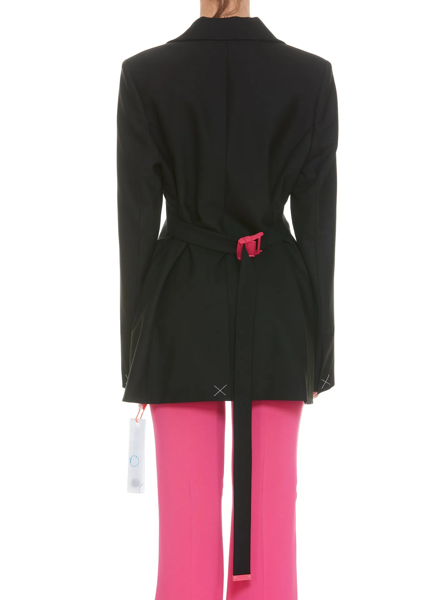 Off-White Belted Waist Single-Breasted Blazer