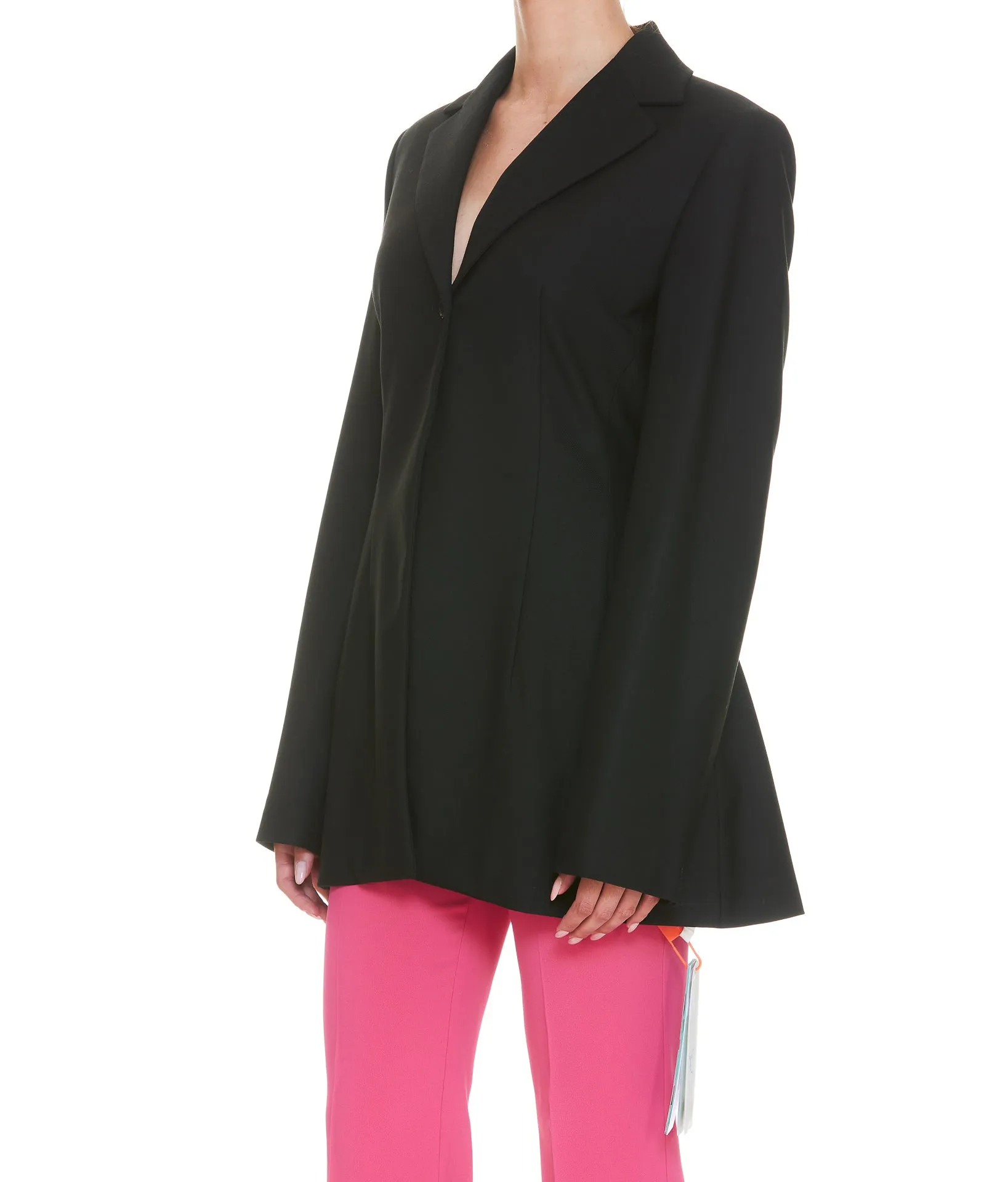 Off-White Belted Waist Single-Breasted Blazer