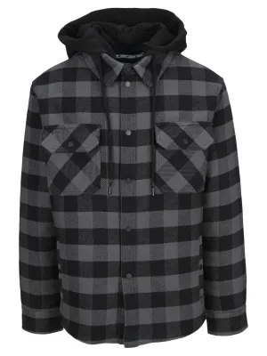 Off-White Checked Drawstring Shirt Jacket