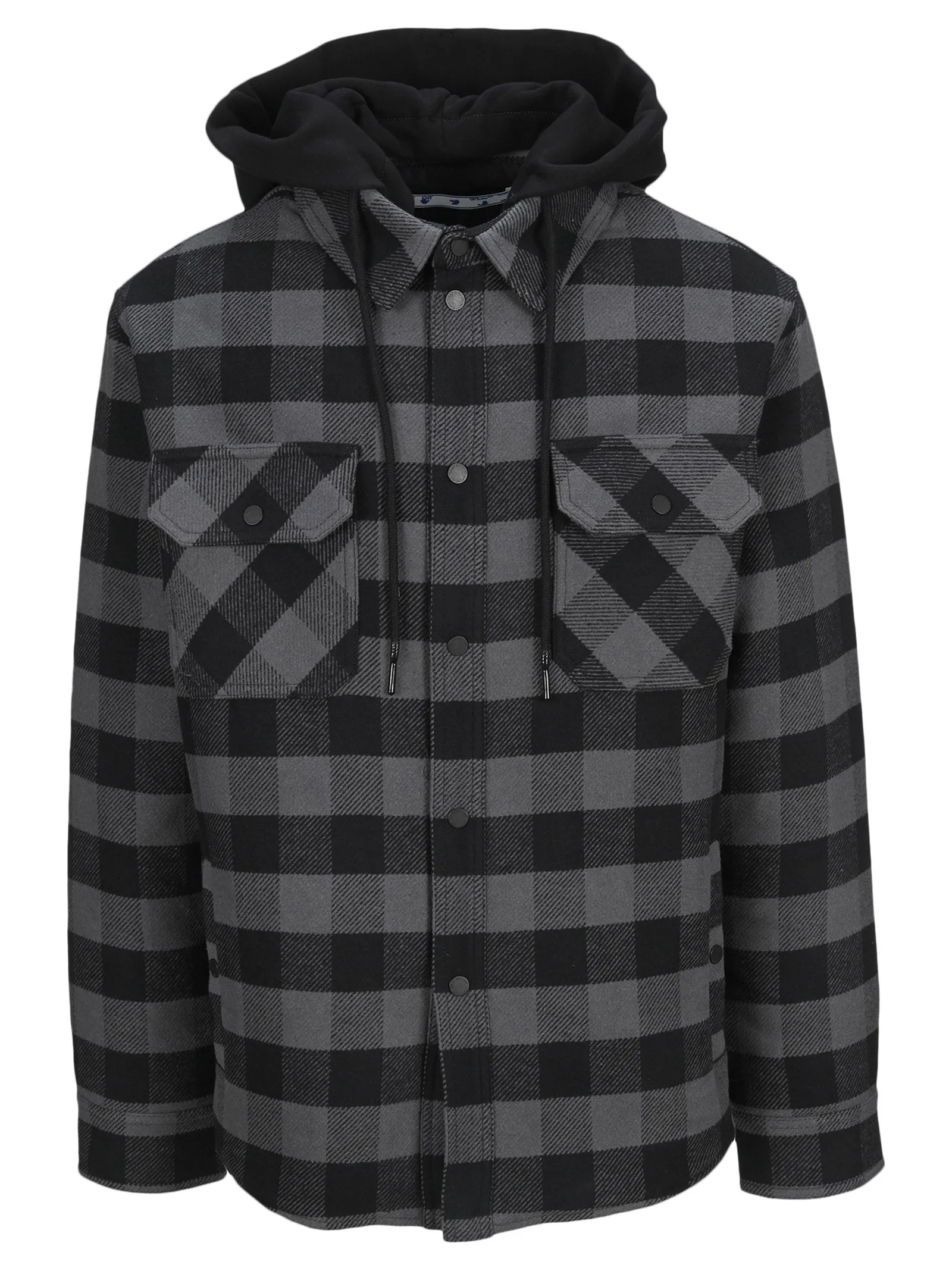 Off-White Checked Drawstring Shirt Jacket