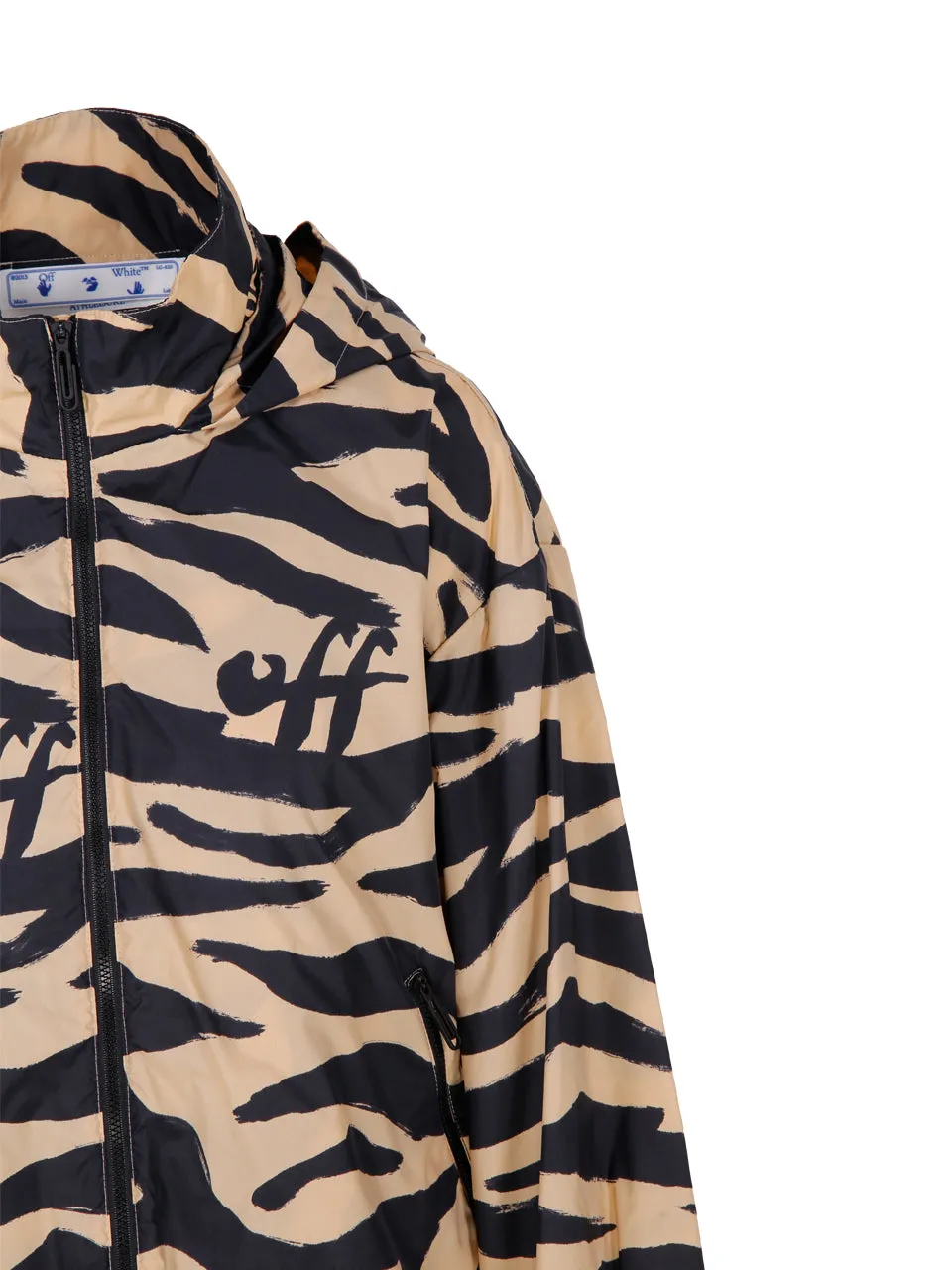 Off-White Logo Printed Zip-Up Long-Sleeved Jacket
