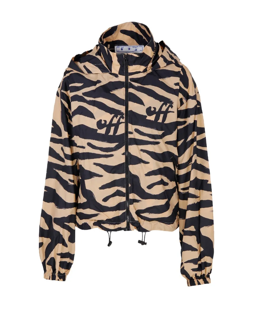 Off-White Logo Printed Zip-Up Long-Sleeved Jacket