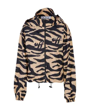 Off-White Logo Printed Zip-Up Long-Sleeved Jacket