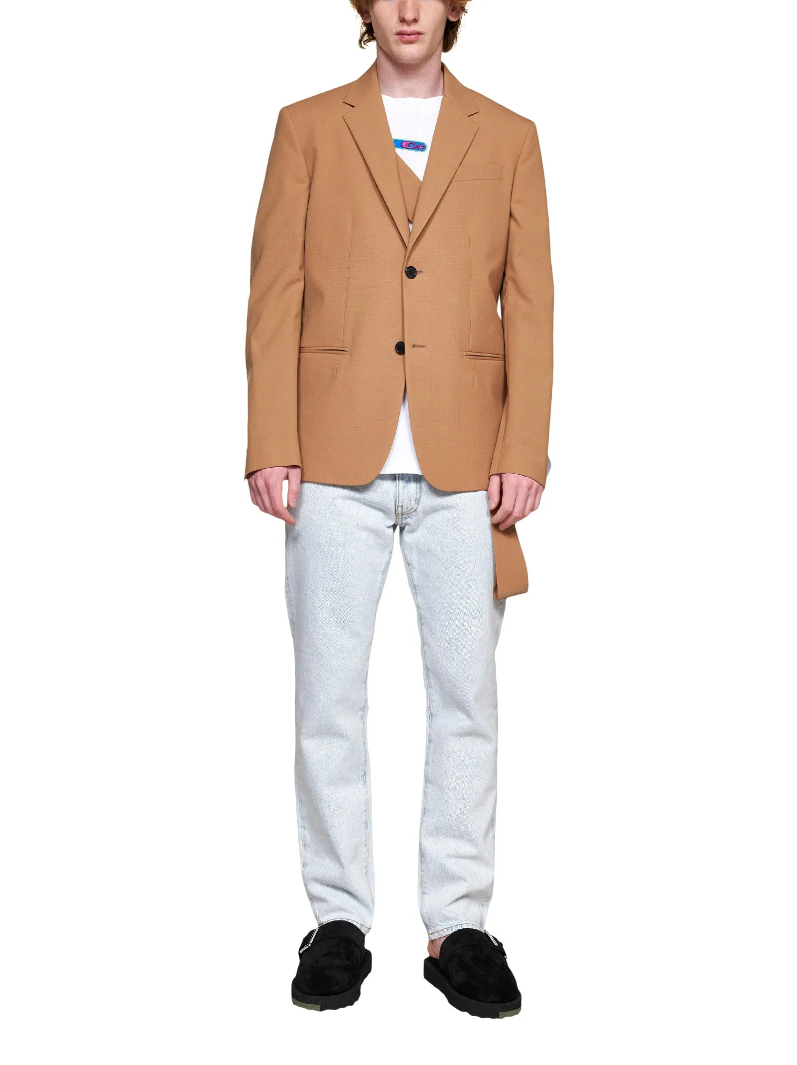 Off-White Single-Breasted Long-Sleeved Blazer