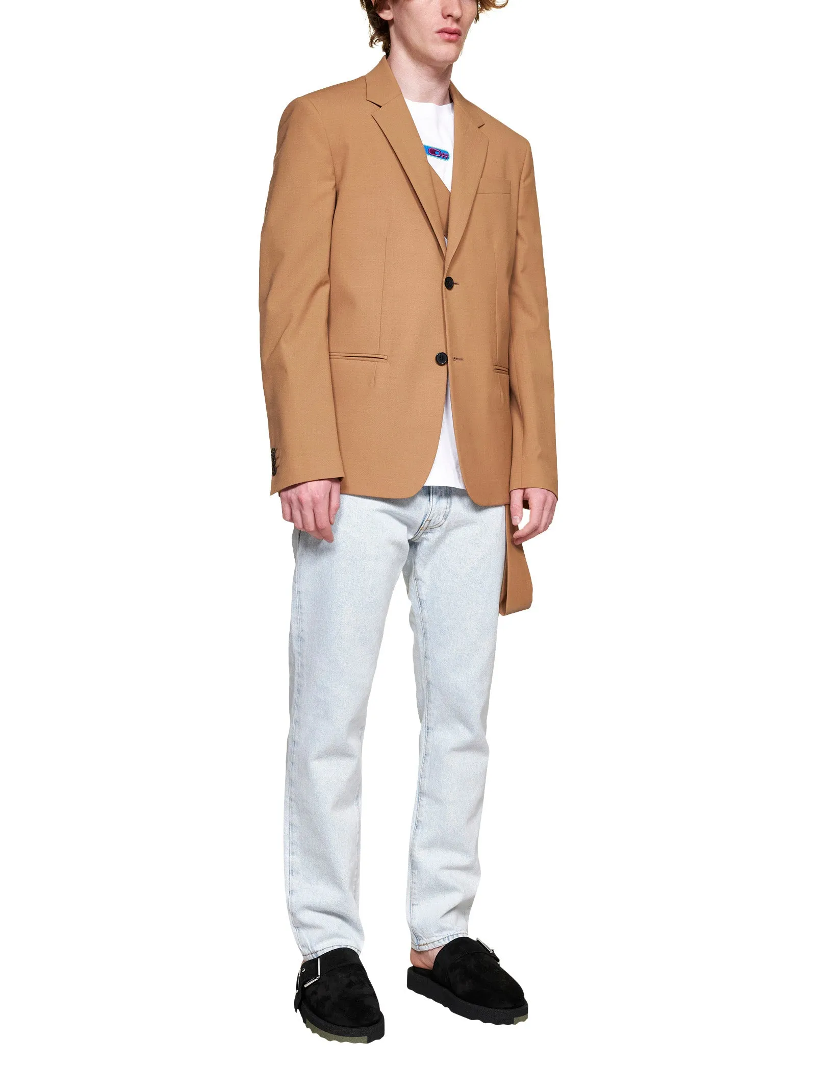 Off-White Single-Breasted Long-Sleeved Blazer