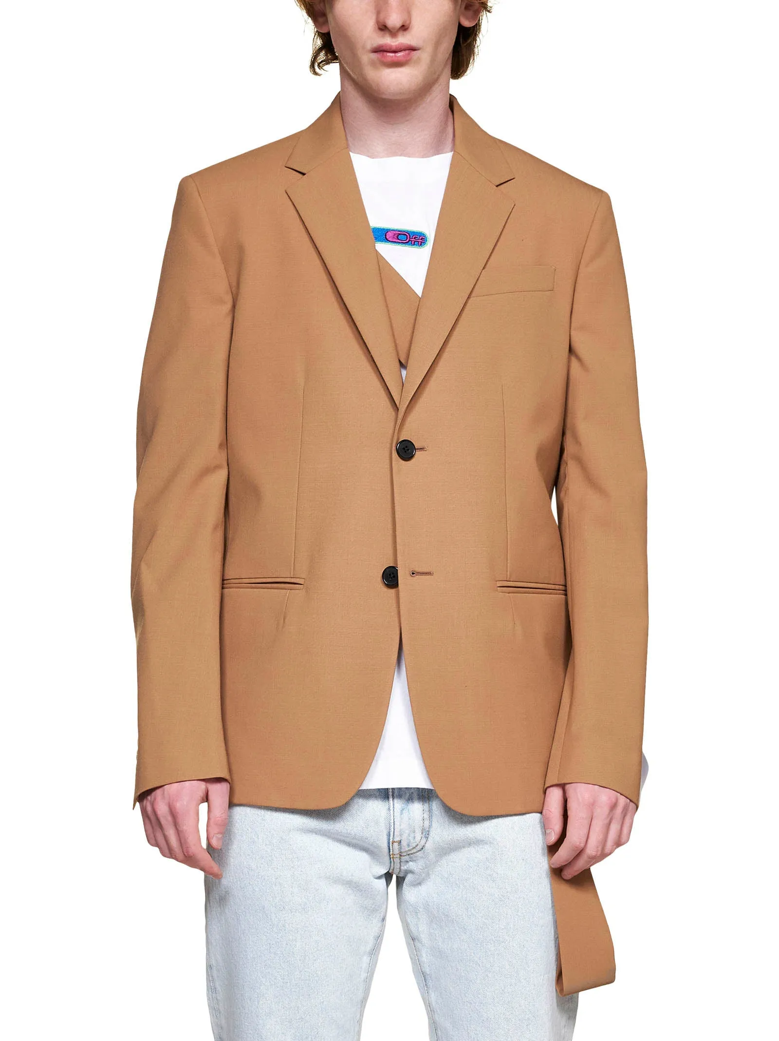 Off-White Single-Breasted Long-Sleeved Blazer