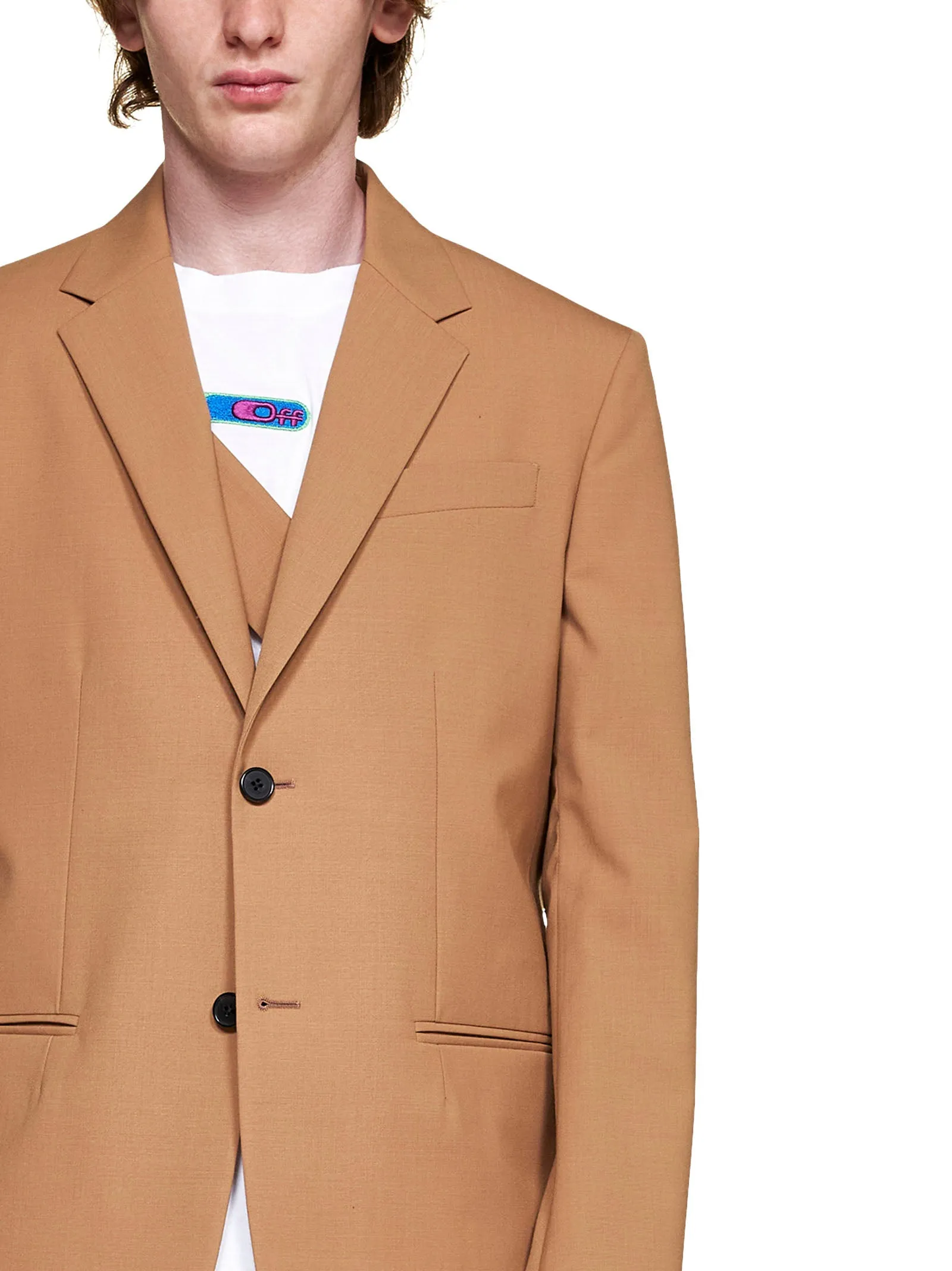Off-White Single-Breasted Long-Sleeved Blazer