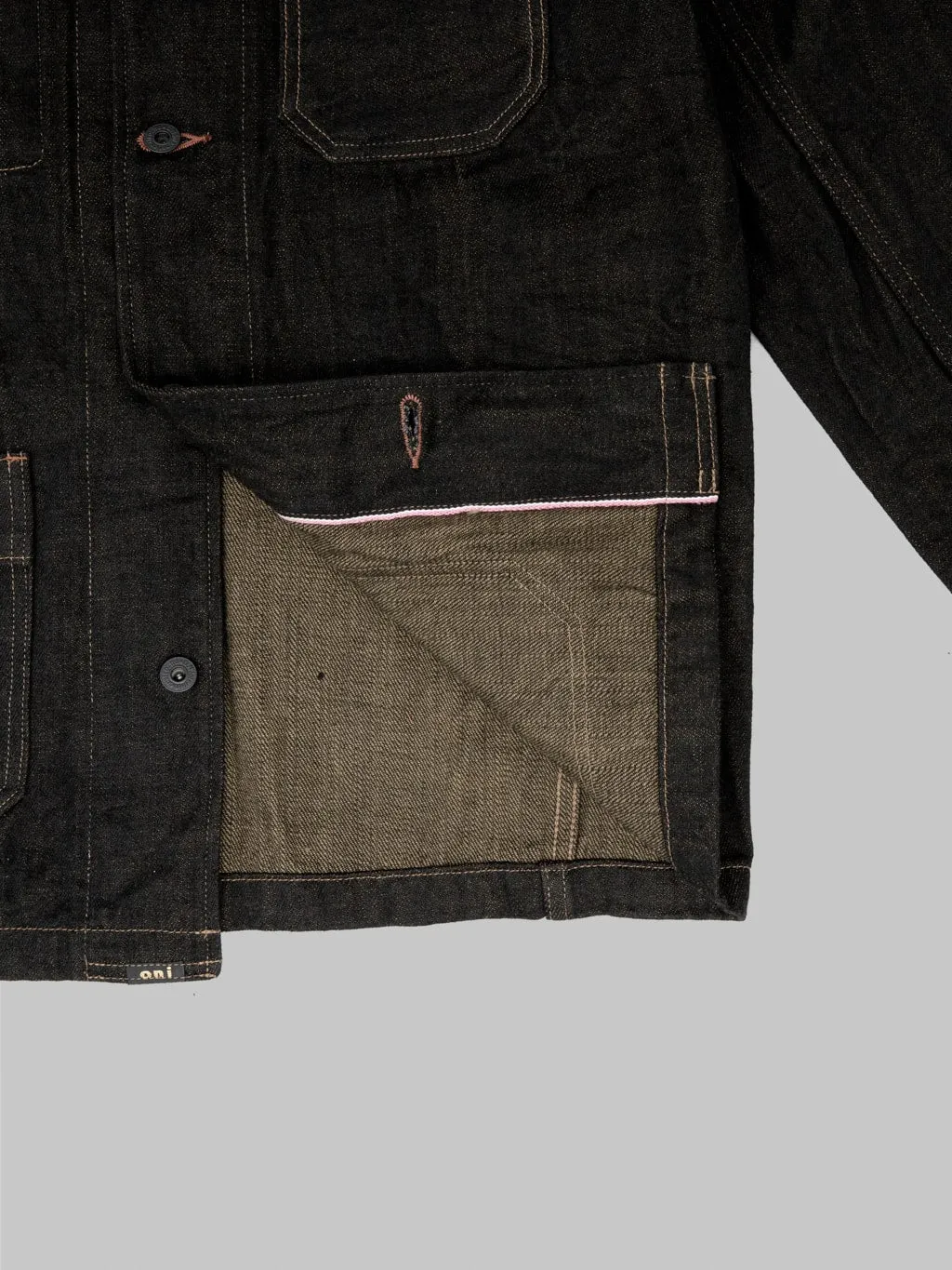 ONI Denim 03100-BKOL 12.5oz Black x Olive Coverall
