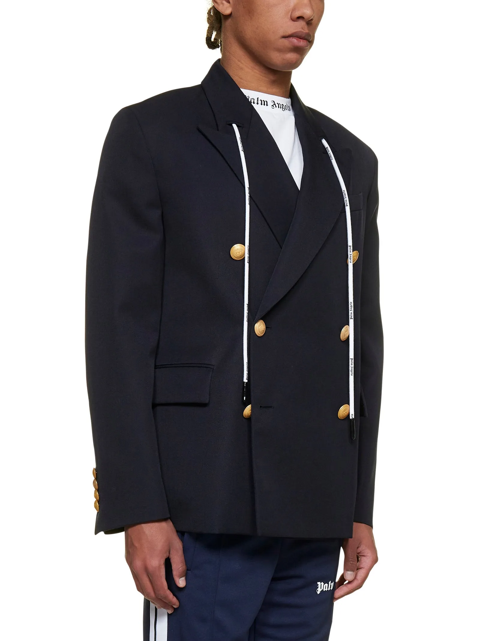 Palm Angels Double-Breasted Drawstring Jacket