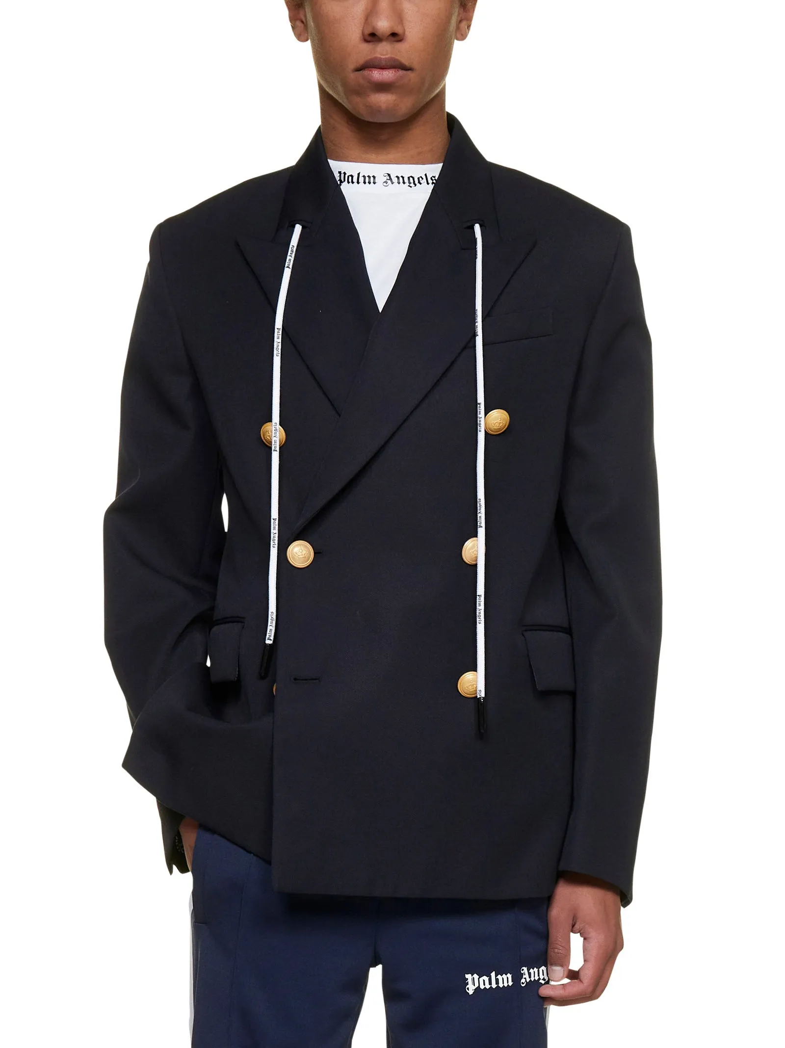 Palm Angels Double-Breasted Drawstring Jacket