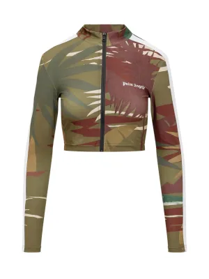 Palm Angels Jungle Pattern Cropped Zipped Jacket