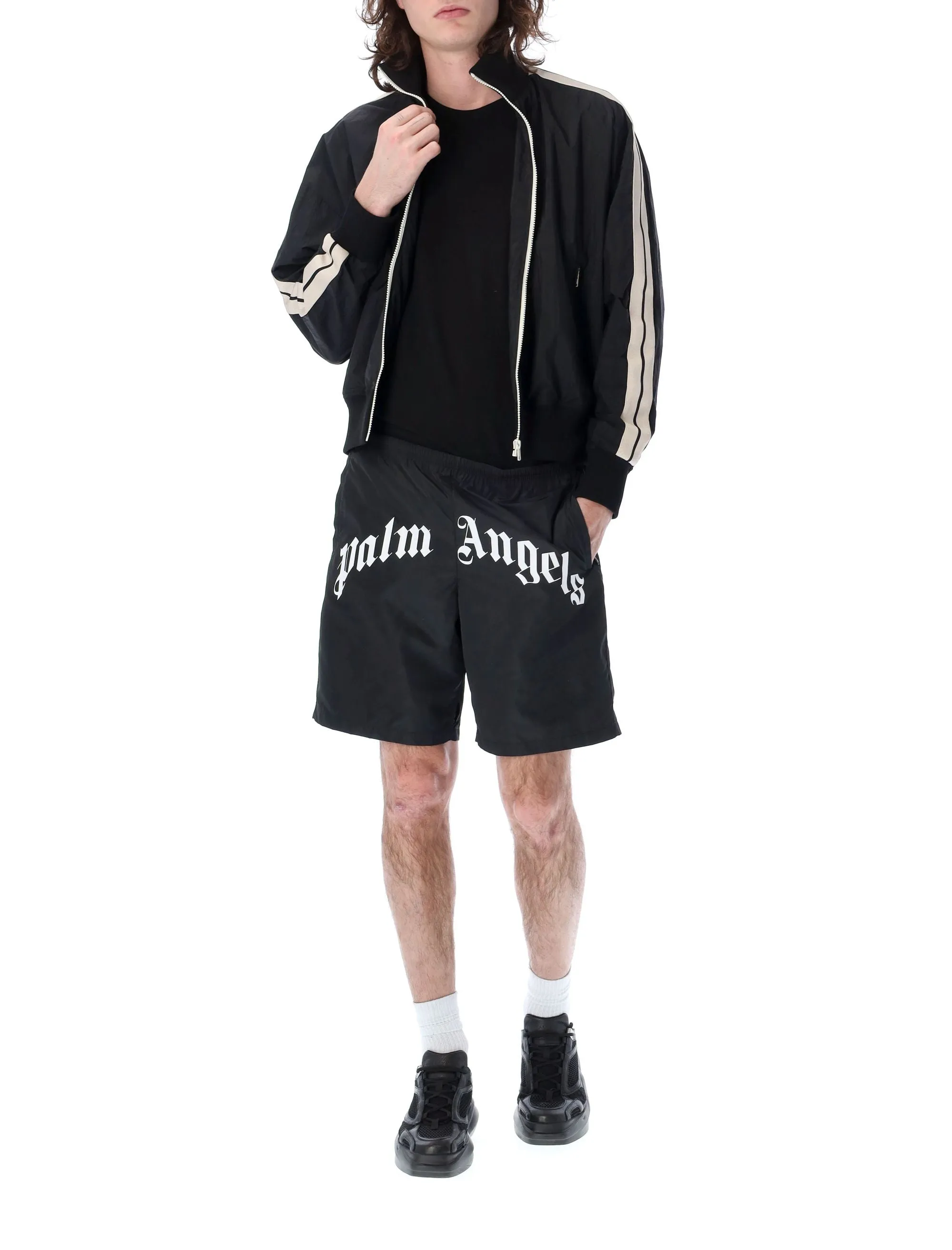 Palm Angels Logo Printed Long-Sleeved Jacket