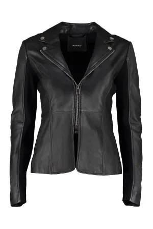Pinko Zip-Up Long Sleeved Leather Jacket