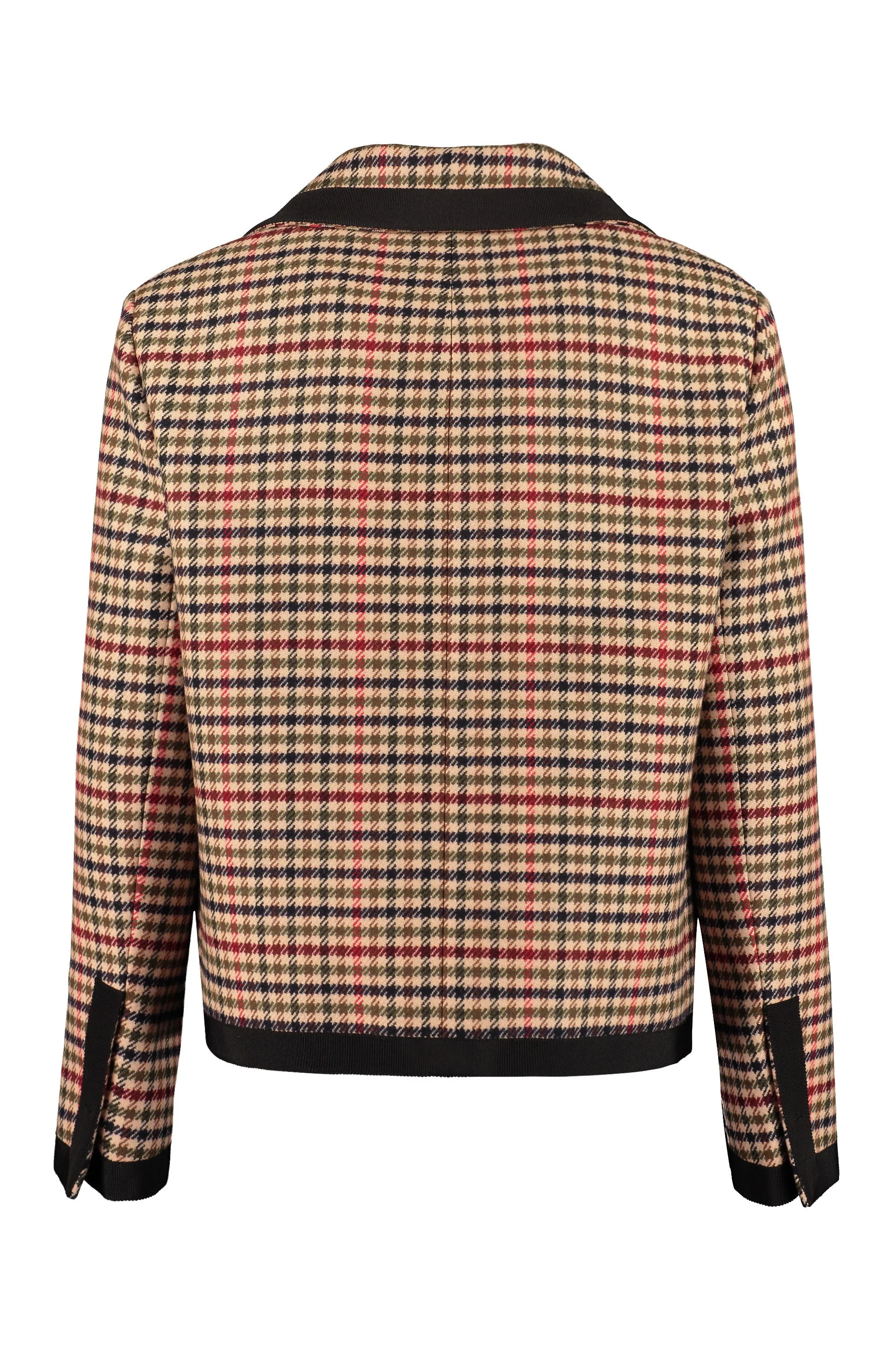 Prada Check Pattern Long Sleeved Cropped Jacket