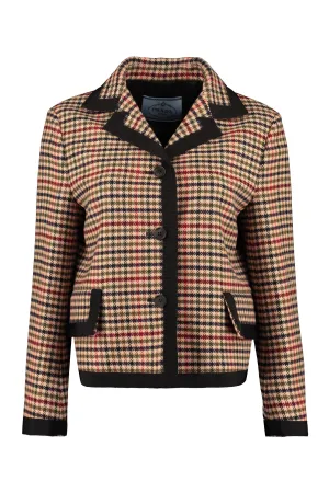 Prada Check Pattern Long Sleeved Cropped Jacket