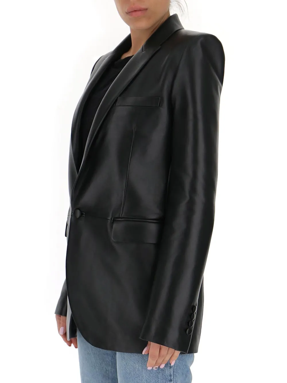 Saint Laurent Buttoned Leather Blazer