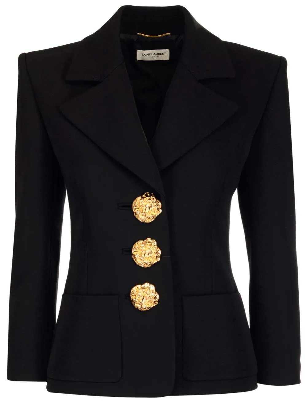 Saint Laurent Single-Breasted Button Embellished Jacket