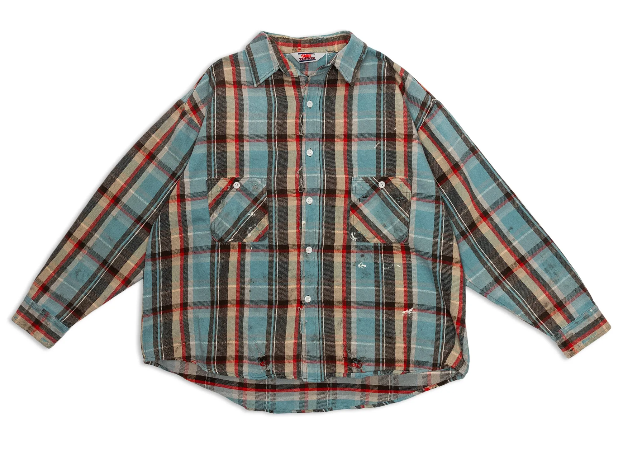 Saint Michael Flannel Shirt in Blue xld