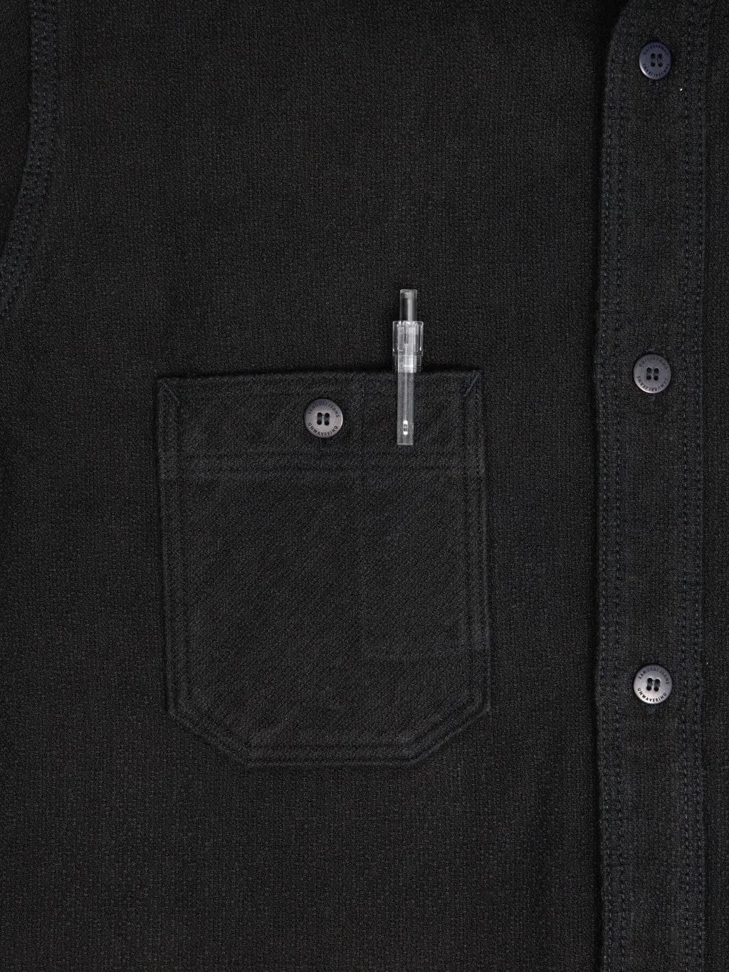 Samurai Jeans SSN24-01W Overdyed Sashiko Flannel Work Shirt Black