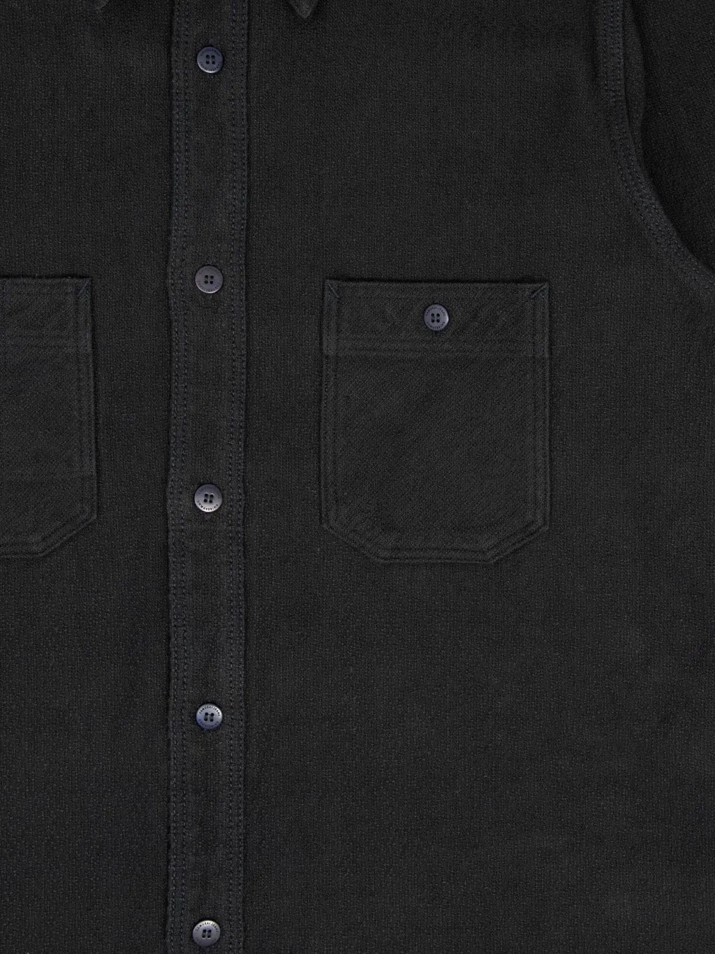 Samurai Jeans SSN24-01W Overdyed Sashiko Flannel Work Shirt Black