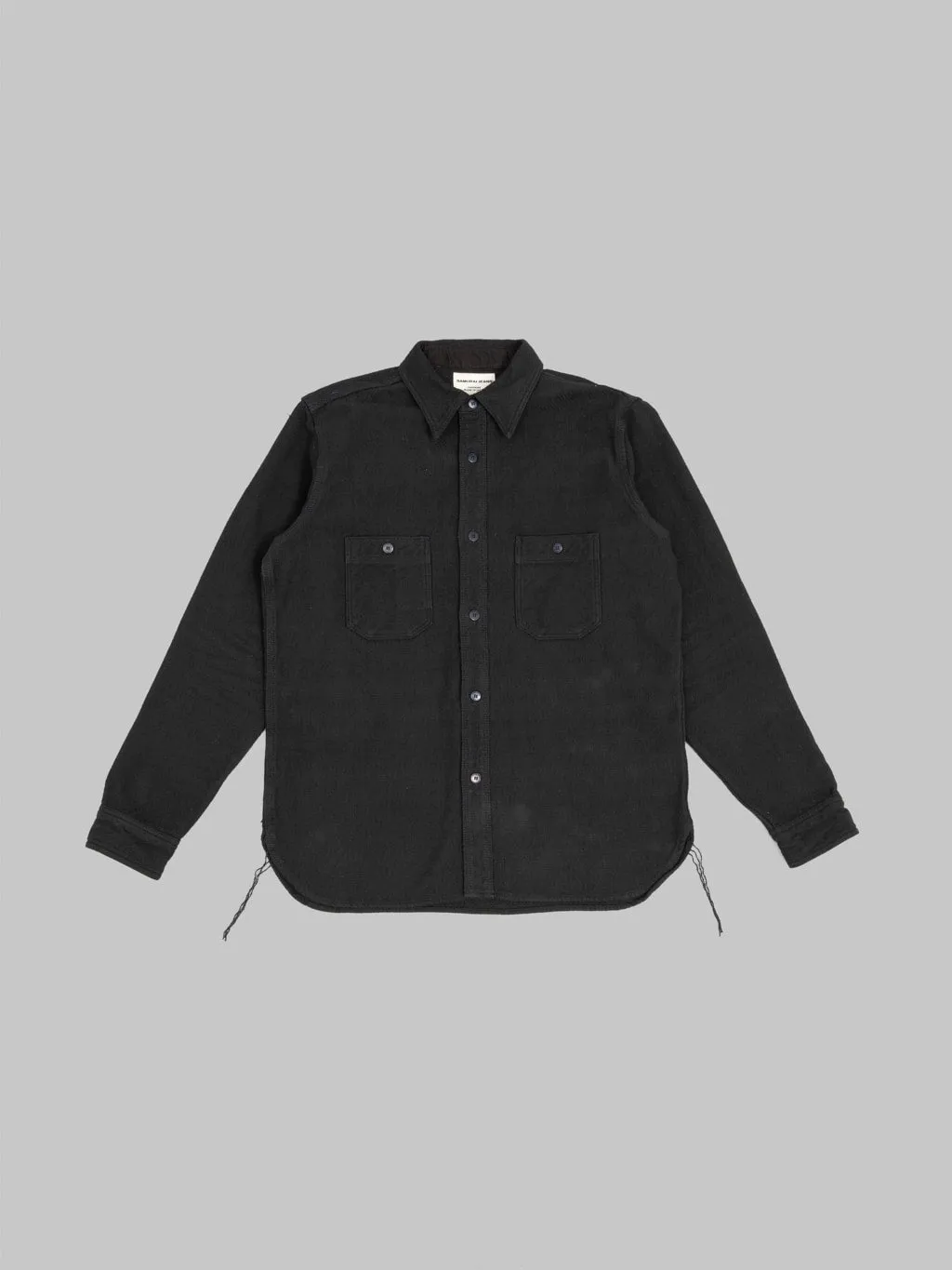 Samurai Jeans SSN24-01W Overdyed Sashiko Flannel Work Shirt Black