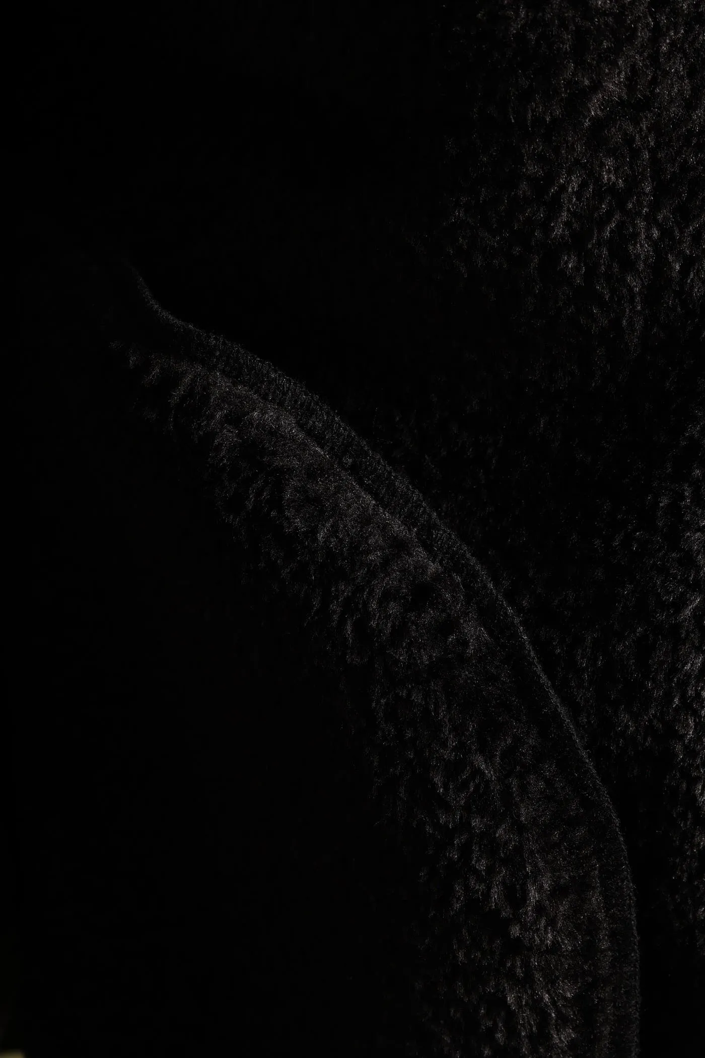 Shearling Sherpa Zip Through Jacket - Black
