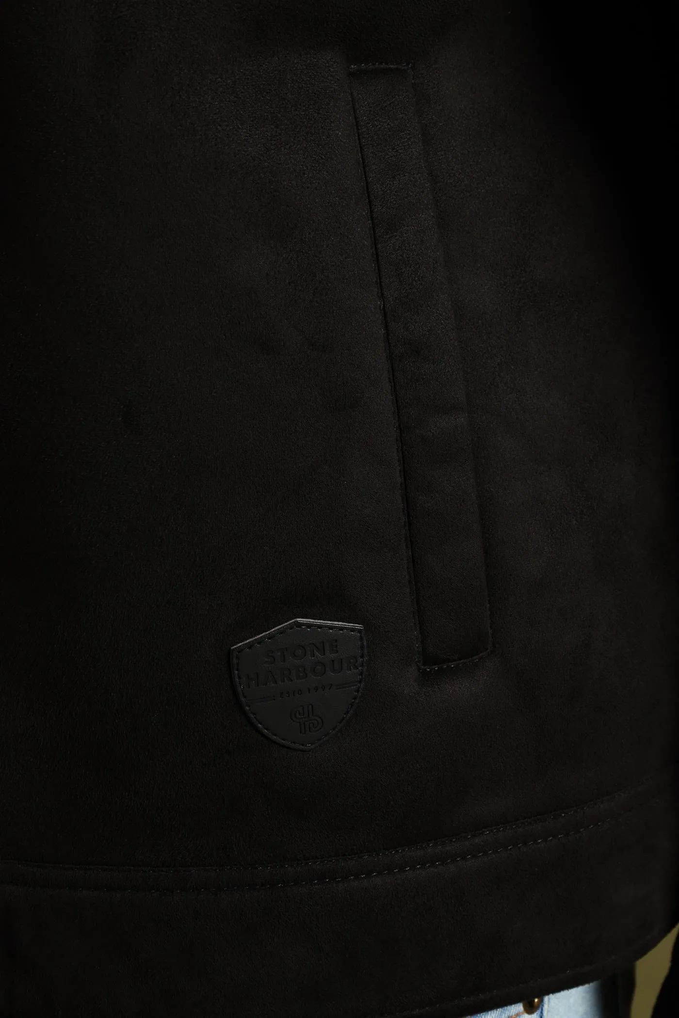Shearling Sherpa Zip Through Jacket - Black