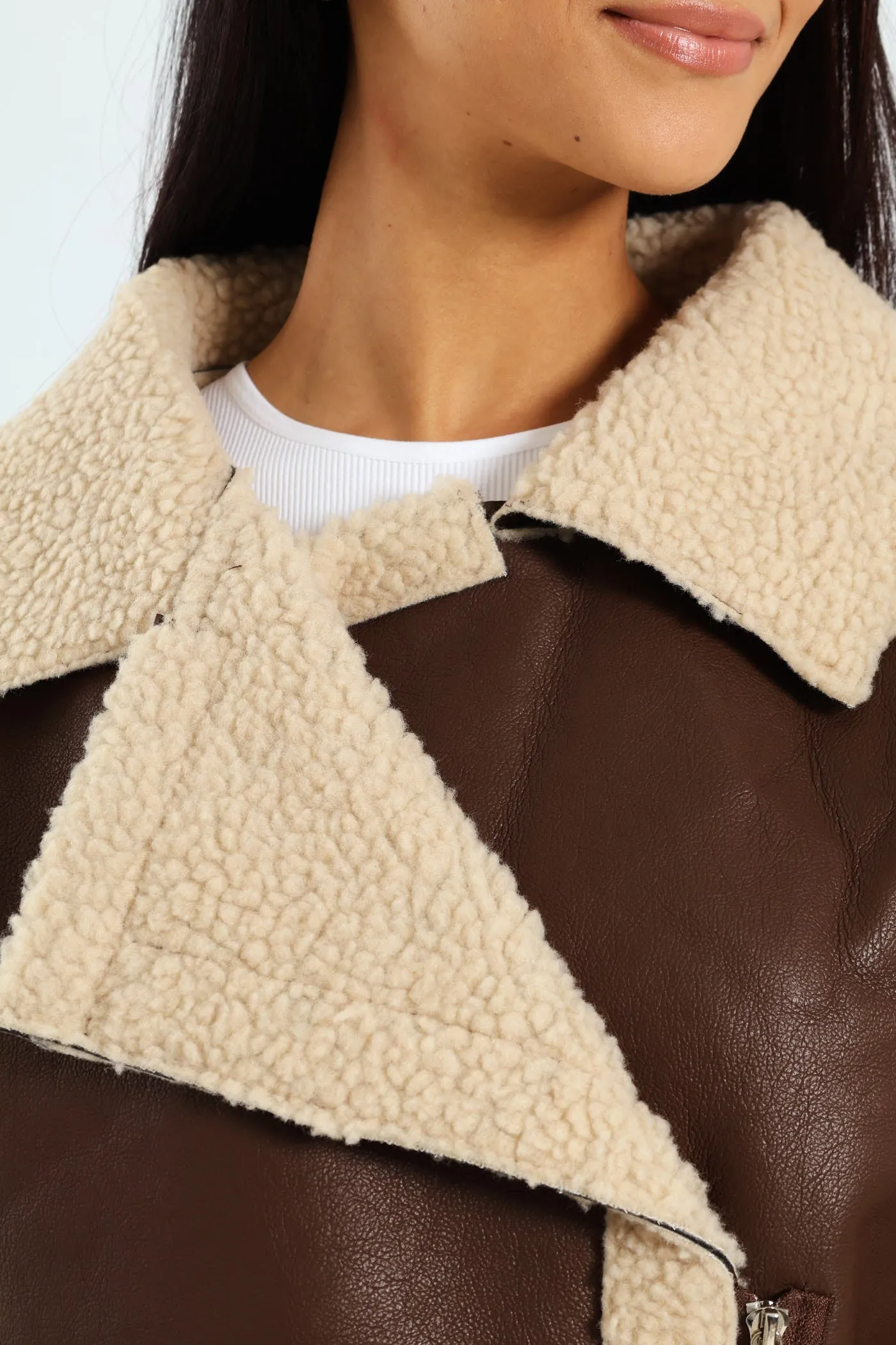 Sherpa Aviator Jacket - Chocolate