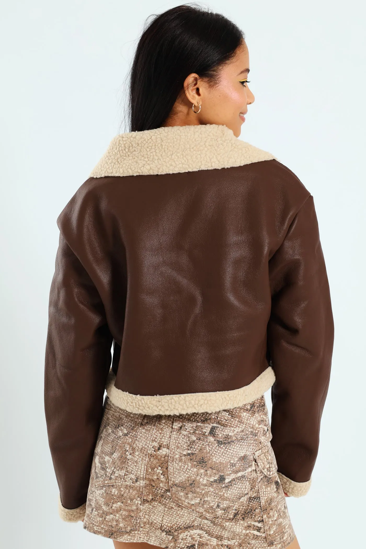 Sherpa Aviator Jacket - Chocolate