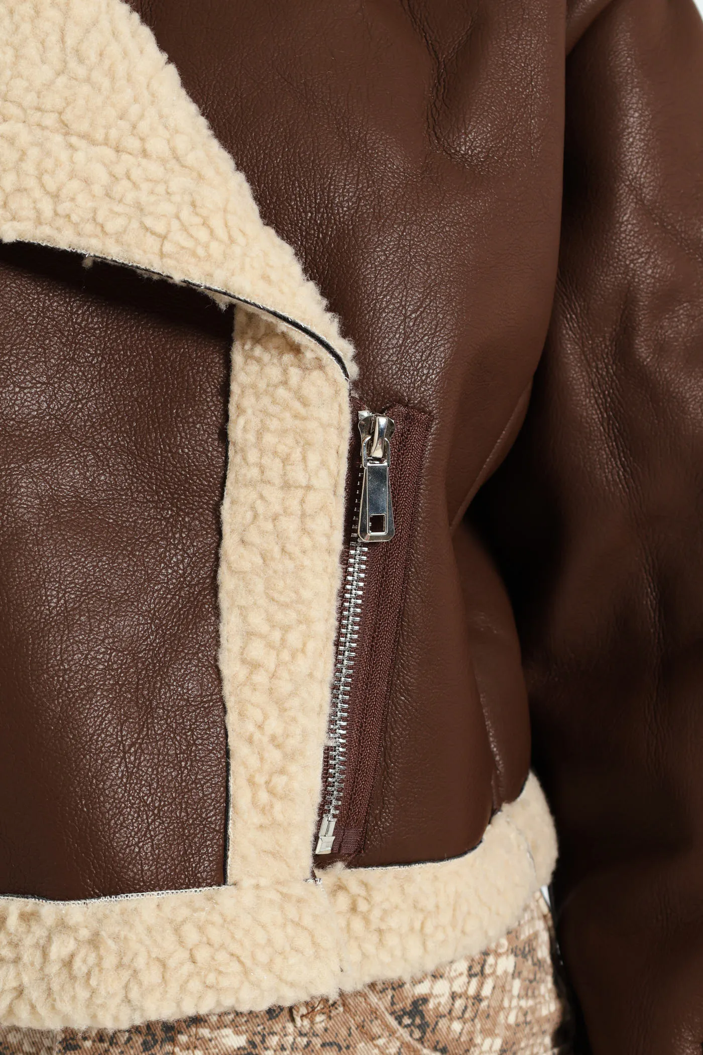 Sherpa Aviator Jacket - Chocolate