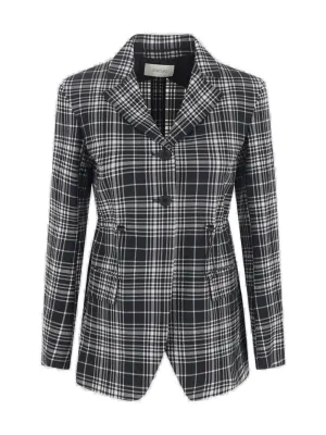 Sportmax Check Pattern Drawstring Blazer