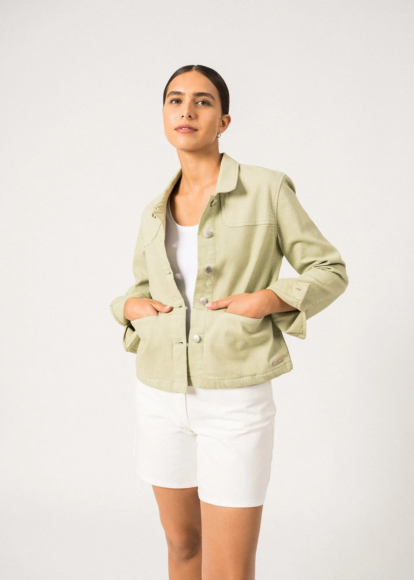 ST TEA - Jacket in Lightweigth Cotton Canvas for Women (SOFT ALMOND)