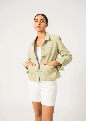 ST TEA - Jacket in Lightweigth Cotton Canvas for Women (SOFT ALMOND)