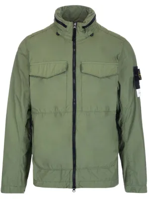 Stone Island Logo Patched Zip-Up Jacket