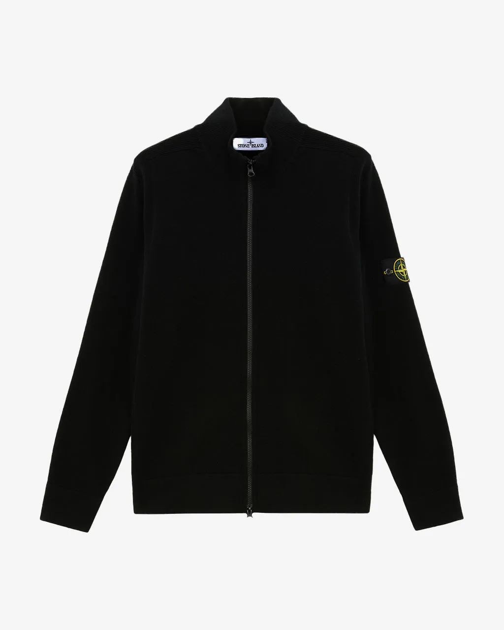 Stretch RWS Wool Cardigan Sweater Black