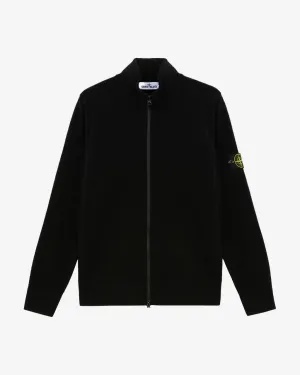 Stretch RWS Wool Cardigan Sweater Black