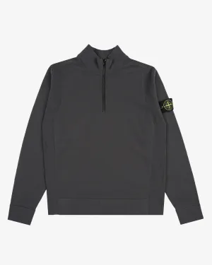 Stretch RWS Wool Half-Zipper Sweater Lead Grey