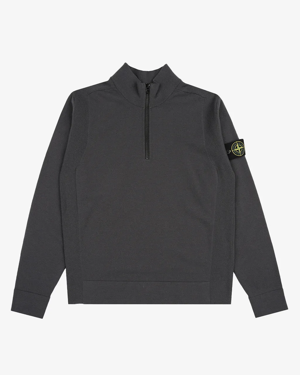 Stretch RWS Wool Half-Zipper Sweater Lead Grey