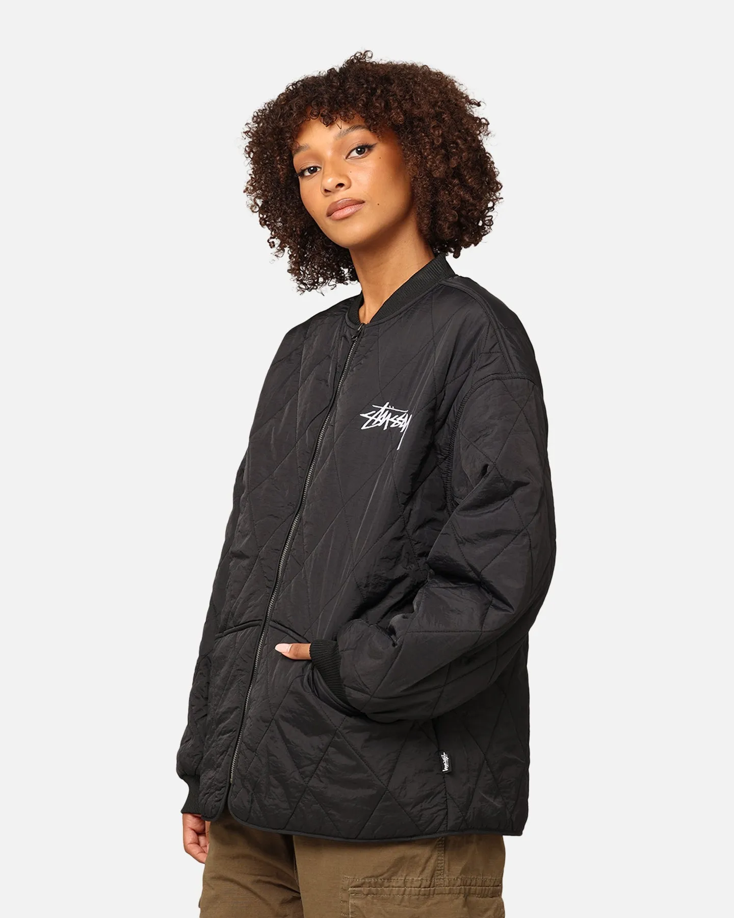 Stüssy Women's 8 Ball Quilted Jacket Black