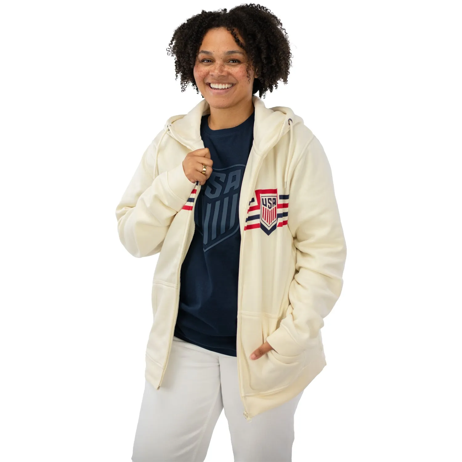 Unisex USA Status Cream Full-Zip Jacket